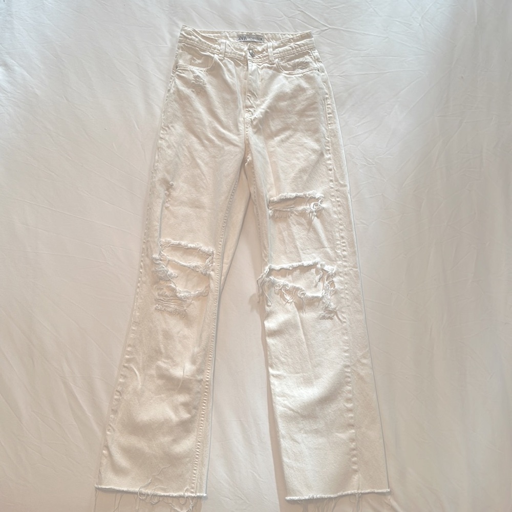 Zara Rippsed Full Length Straight Jeans